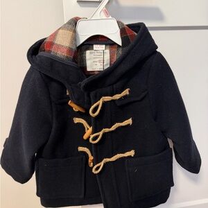 Zara Kids Black Pea Coat with Toggle Closures